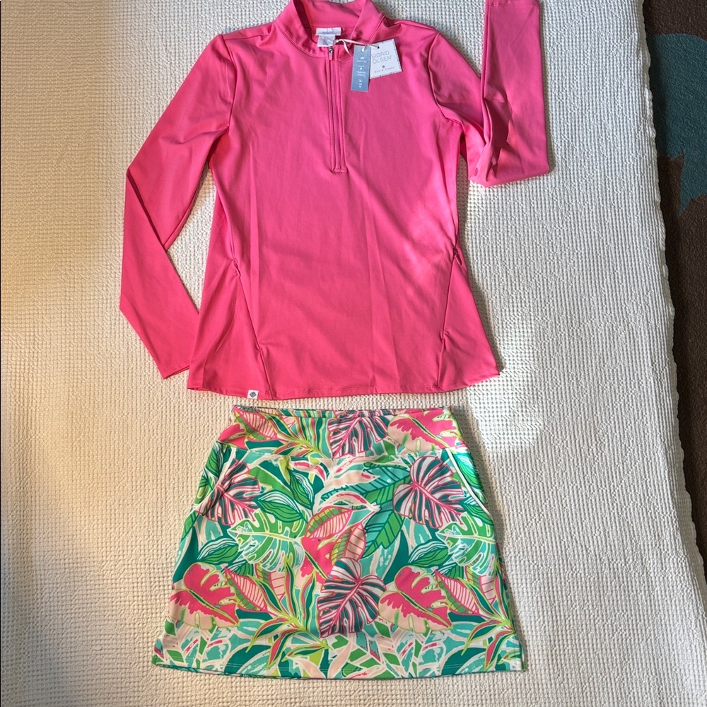 Sigrid Olsen 2-PC Golf Tennis Skort & Long Sleeve Top Set, Small, NWT, Paloma